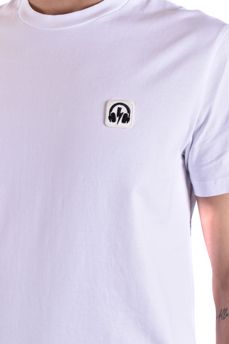 Neil Barrett Short-sleeved Crew Neck T-shirt With Embroidered Detail In White