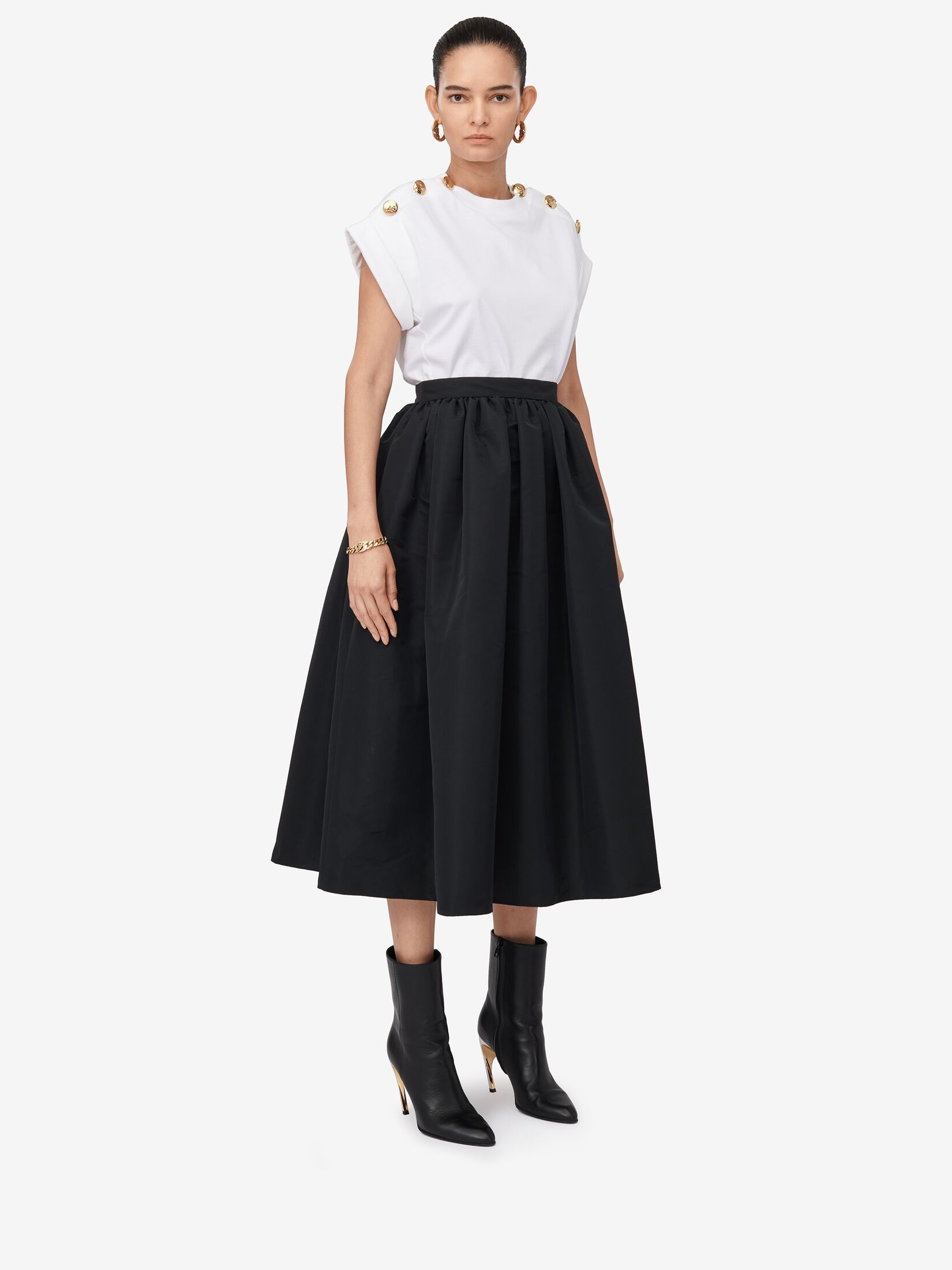 Alexander Mcqueen Seal Button-embellished T-shirt In White