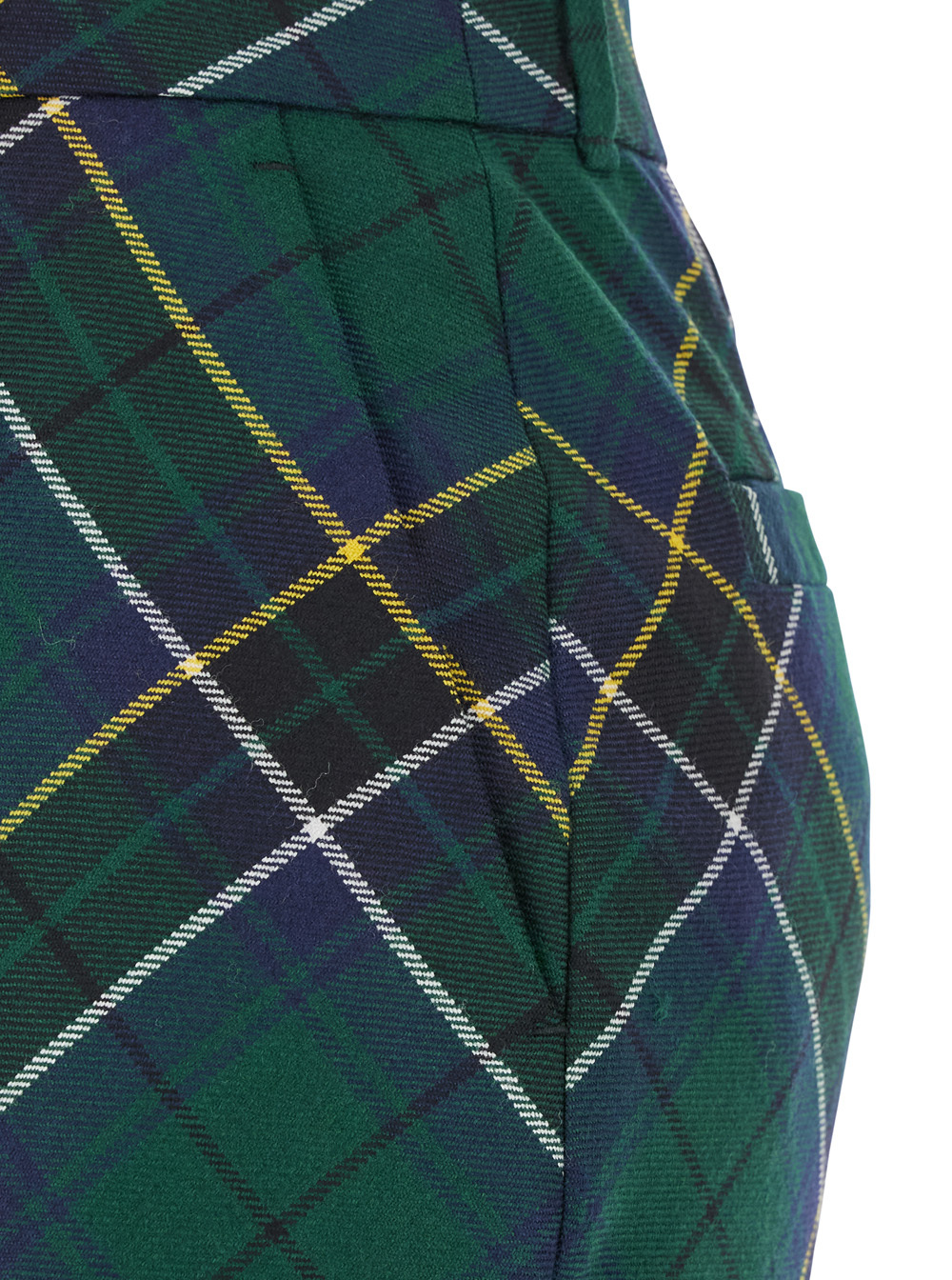 Alexander Mcqueen Wool Tartan Flared Skirt With Belt Loops In Green
