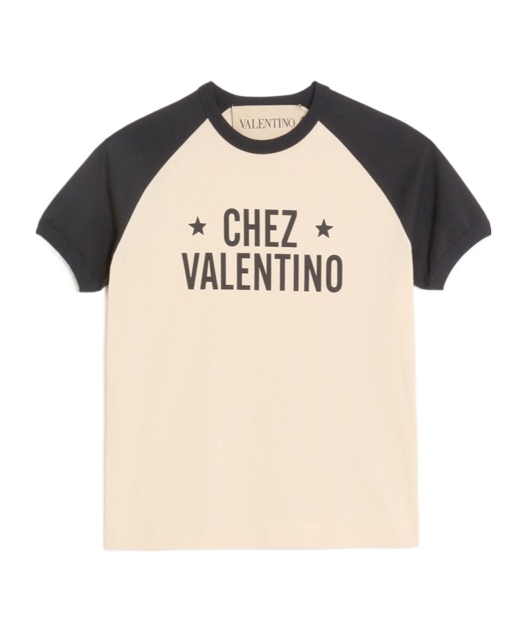 Valentino Sleeve Contrast Graphic Print Crew Neck In Nude