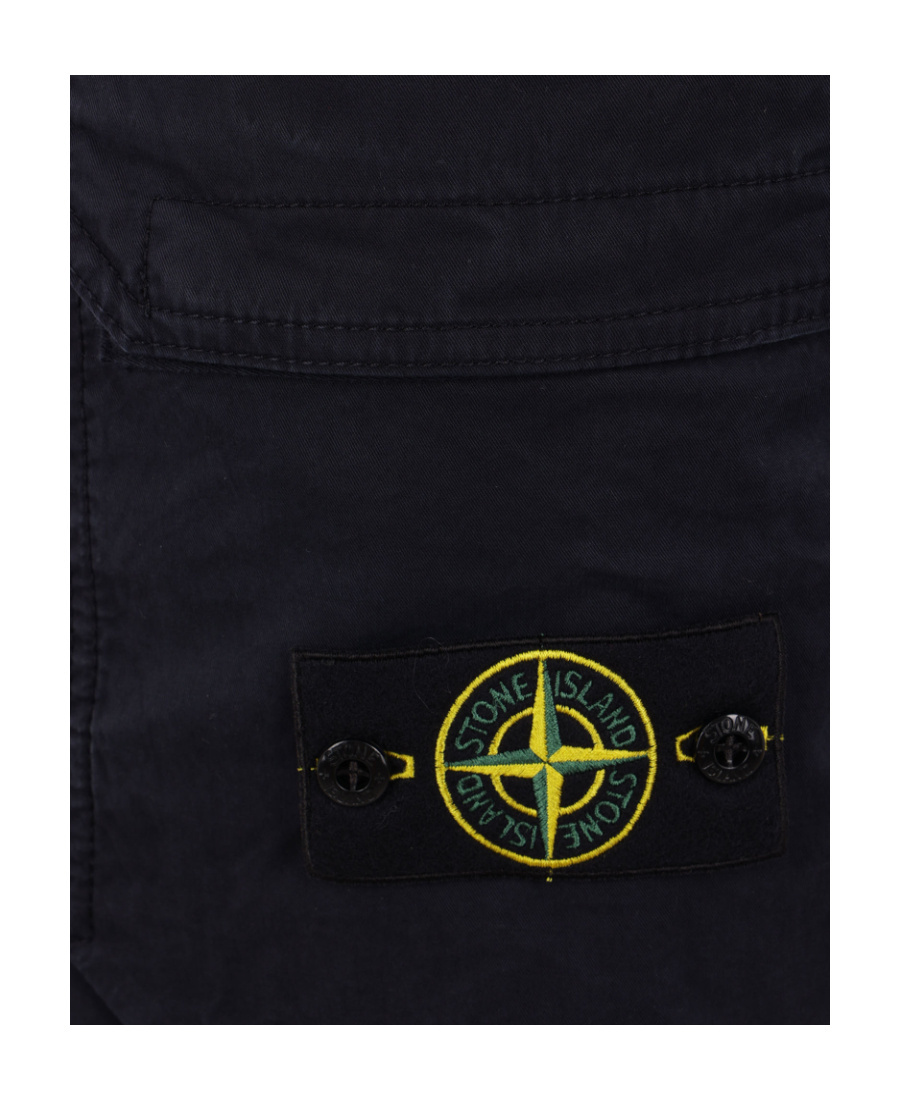 Stone Island Stretch Cotton Cargo Pants With Back Pocket In Blue