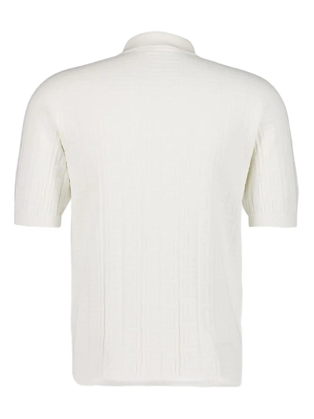 Balmain Textured Knitted Polo Shirt In White