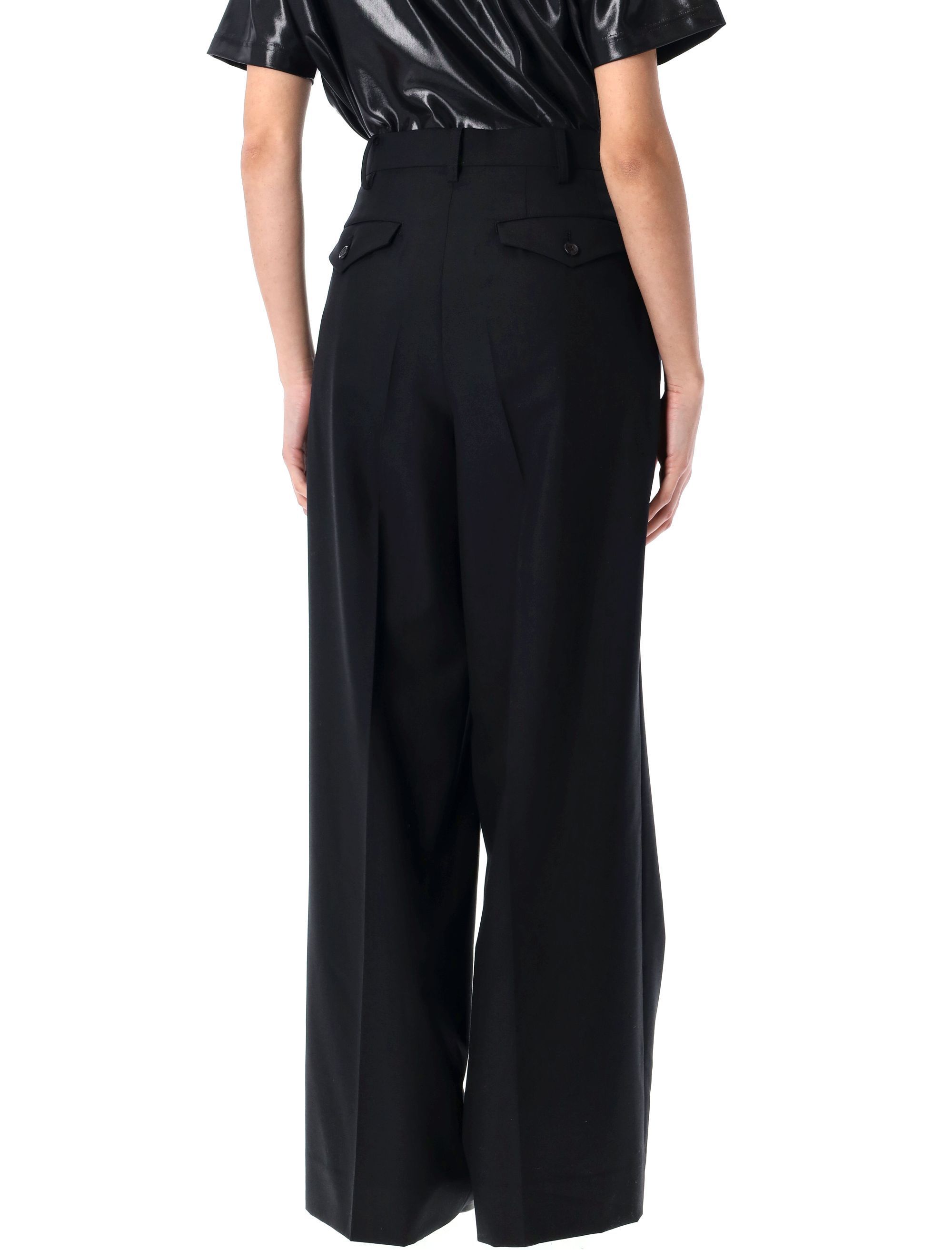 Junya Watanabe Wide Leg Pleated Pant With Pockets And Belt Loops In Black