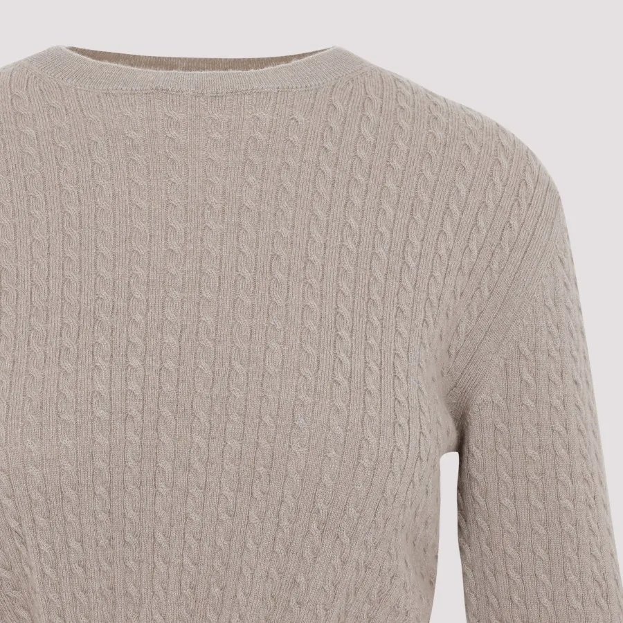 Patou Cable-knit Cropped Sweater In Wool And Cashmere In Neutral
