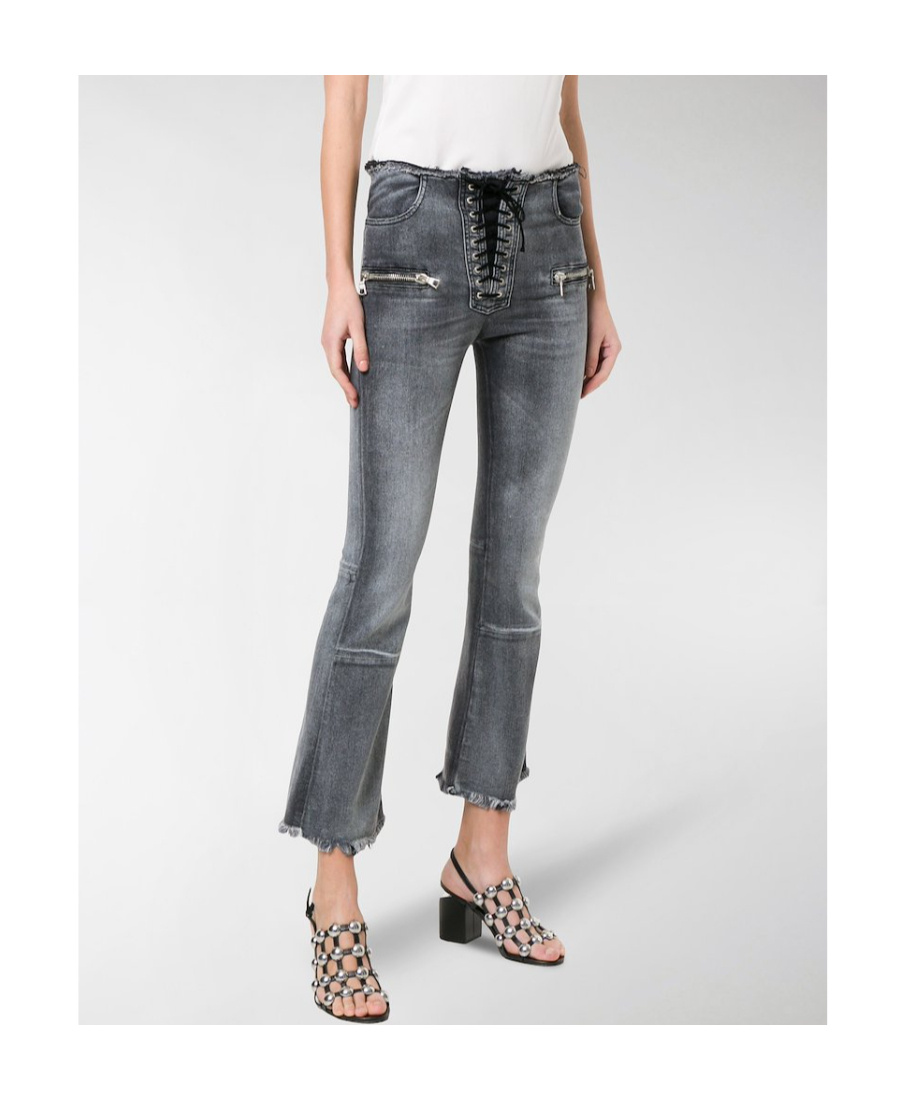 Ben Taverniti Unravel Project Lace-up Cropped Jeans In Black