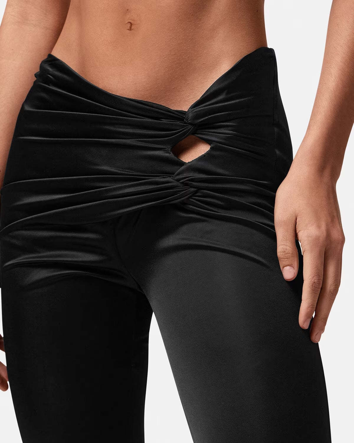 Versace X Dua Lipa Knotted Flared Trousers In Black