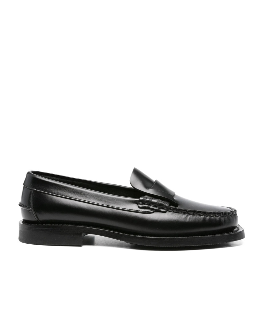 Hereu Leather Penny Loafers In Black