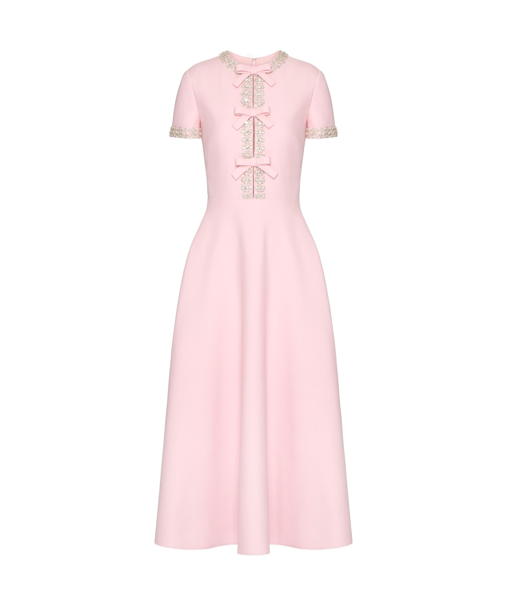 Valentino Midikleid Aus Crepe Couture Mit Stickerei Frau Comfit 50 In Pink