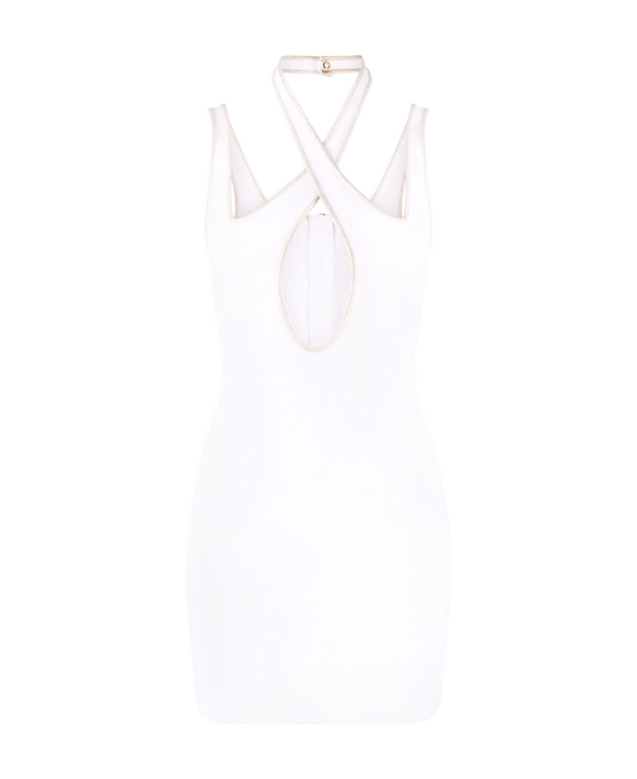 Balmain Contrast-trim Sleeveless Dress In White