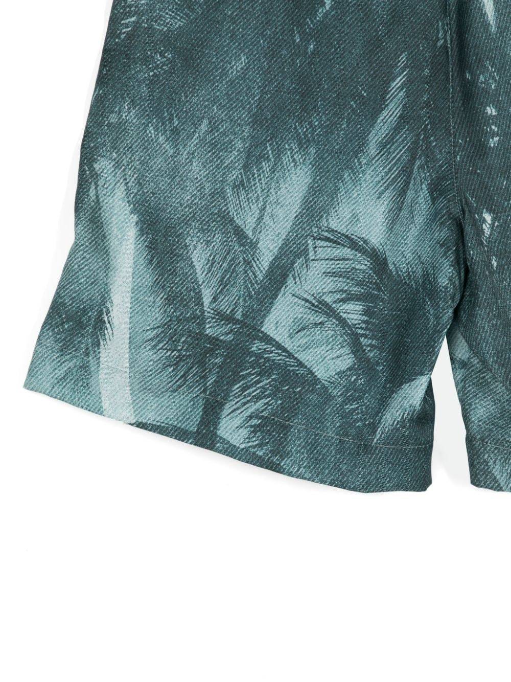 EMPORIO ARMANI PALM TREE-PRINT DRAWSTRING SHORTS