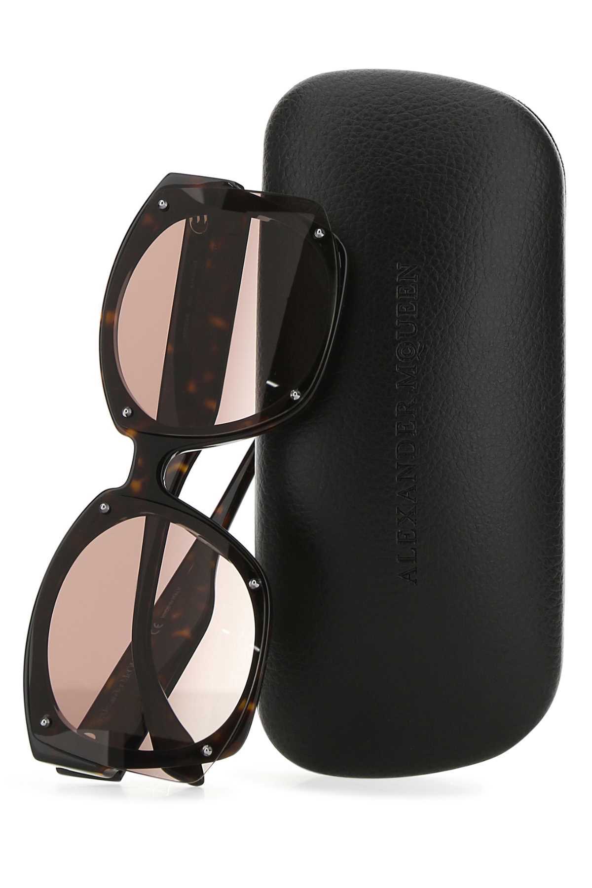Alexander Mcqueen Tortoiseshell-effect Oversized-frame Sunglasses In Brown