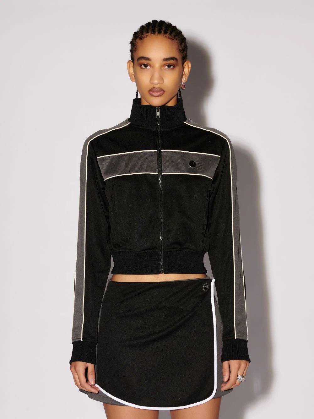 Shop Ambush Zip-up Striped Sweatshirt In Black