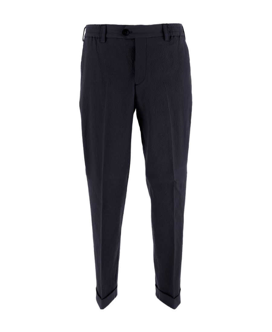 Pt Torino Man Pants Midnight Blue Size 36 Viscose, Linen, Cotton In Black