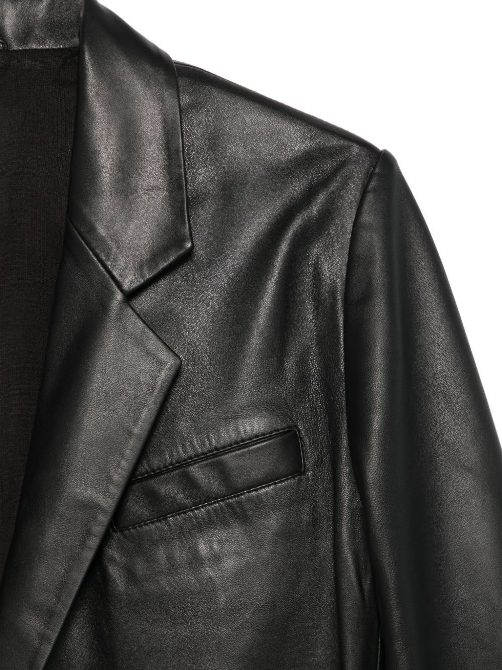 Alysi Notched Lapel Leather Jacket In Black