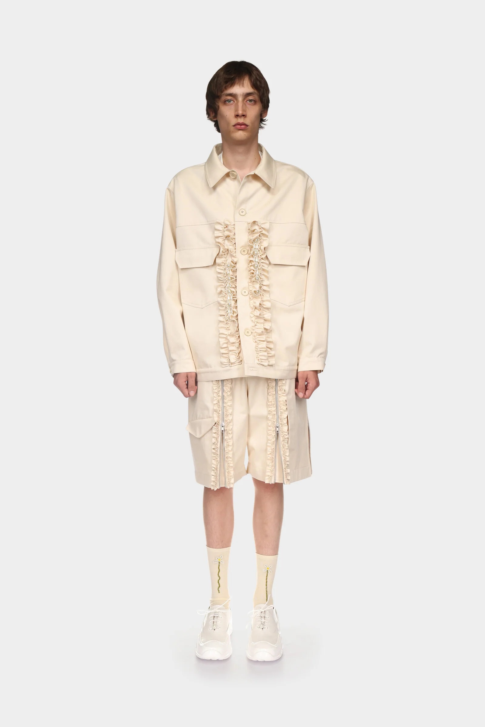 SIMONE ROCHA ZIP-DETAIL COTTON SHORTS 