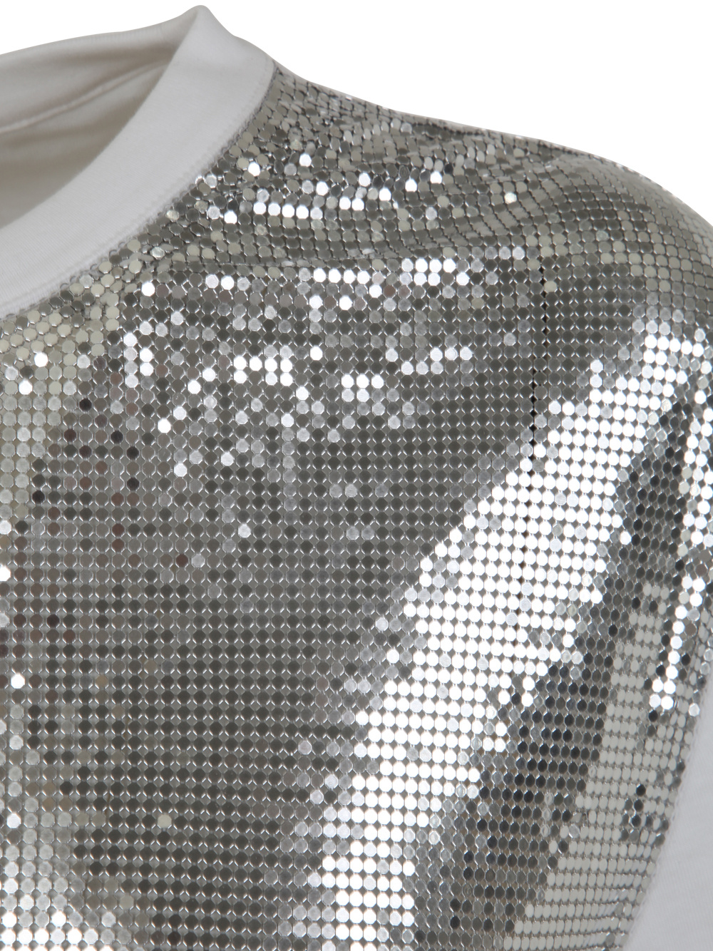 Rabanne Cropped Cotton-jersey And Chainmail T-shirt In Gray