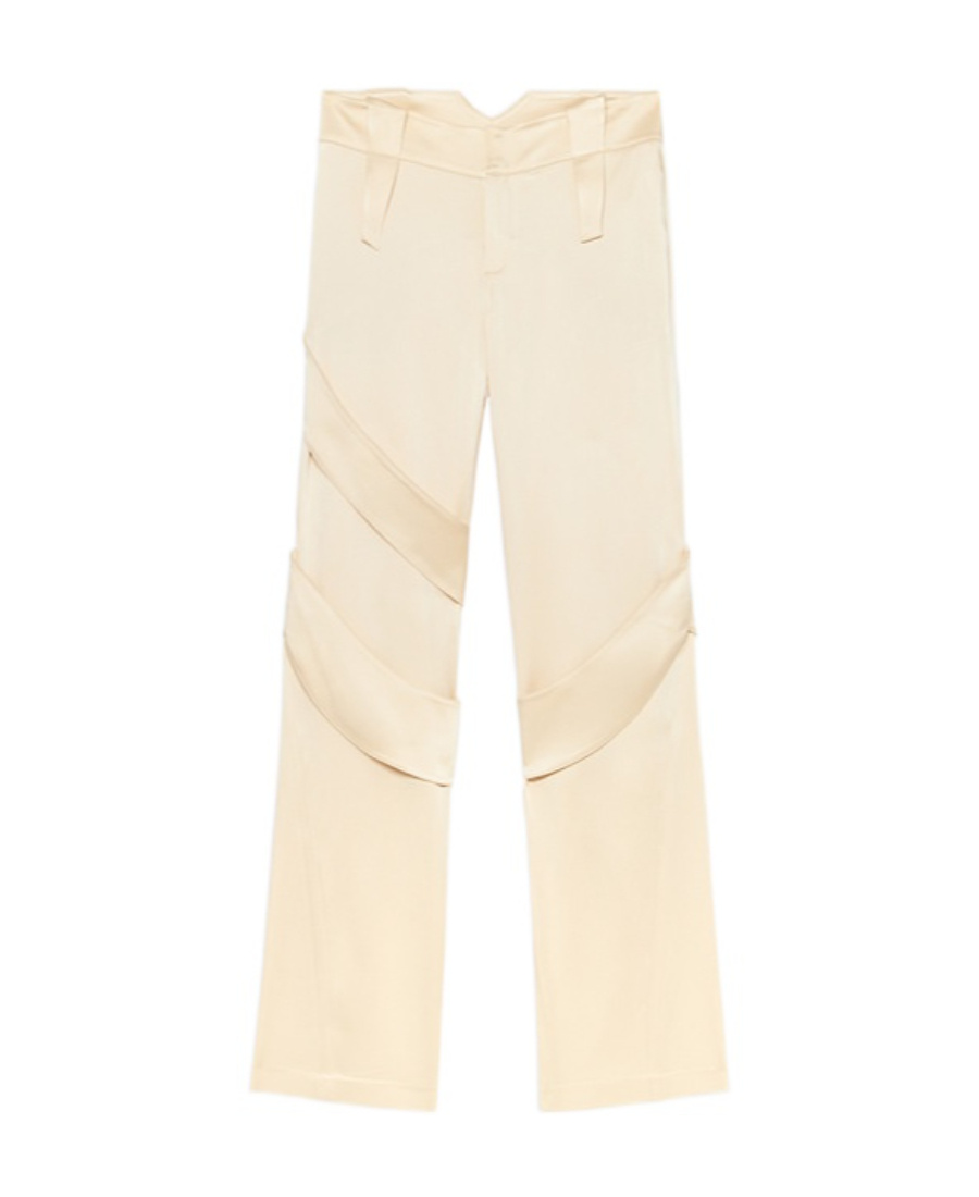 Blumarine Satin Wide-leg Cargo Trousers In White