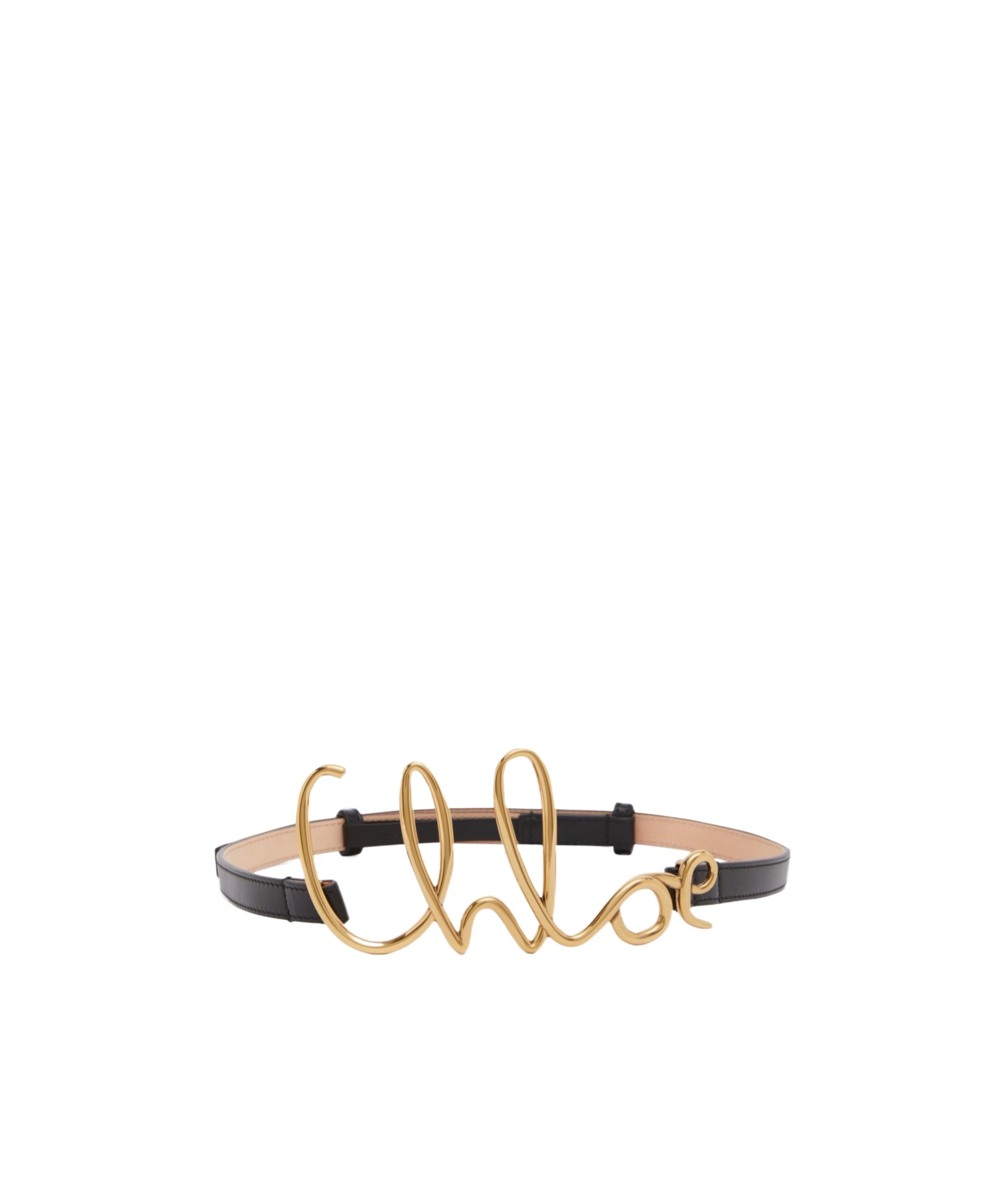 Chloé Iconic Leather Belt Gold-tone Hardware In Nude