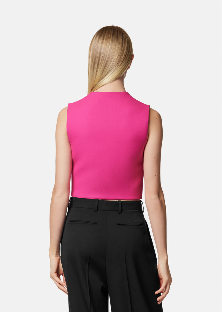 Versace Sleeveless Twill-weave Blouse In Pink