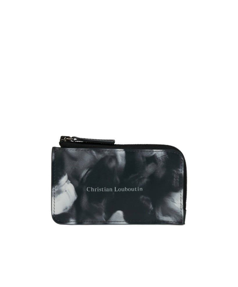 Christian Louboutin Zipped Card Holder - Moises Printed Calf Leather - Black White In Pattern