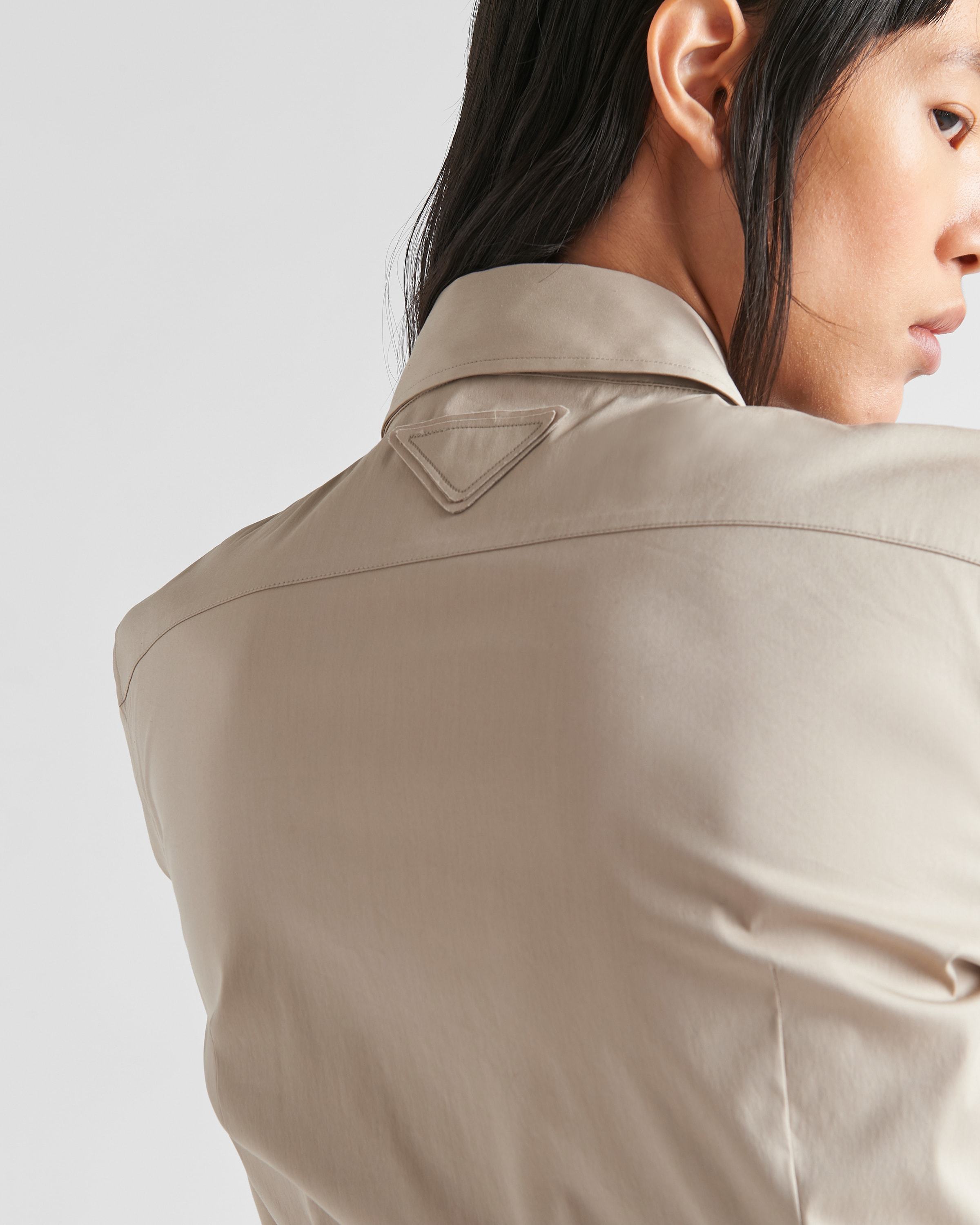 Prada Poplin Button Down Shirt In Nude