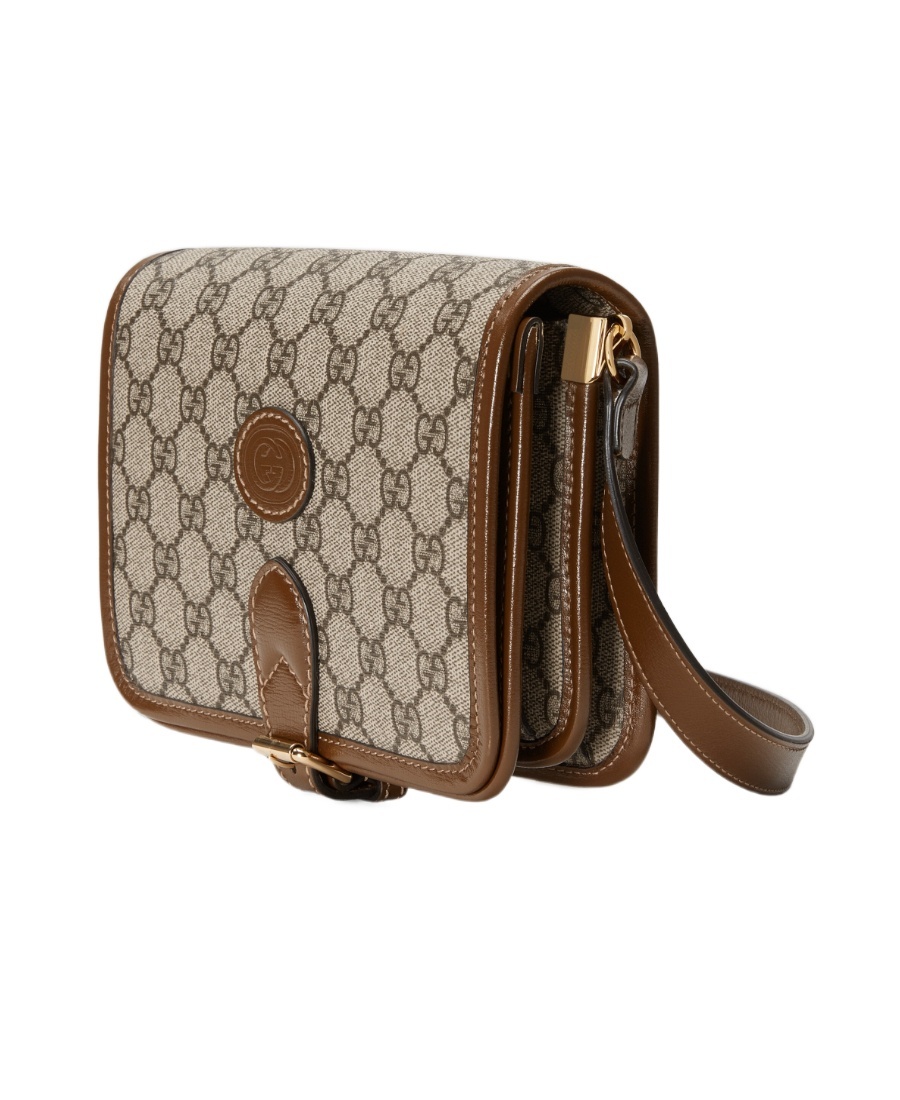 Gucci Men Gg Supreme Fabric Gg Retro Crossbody Bag In Nude