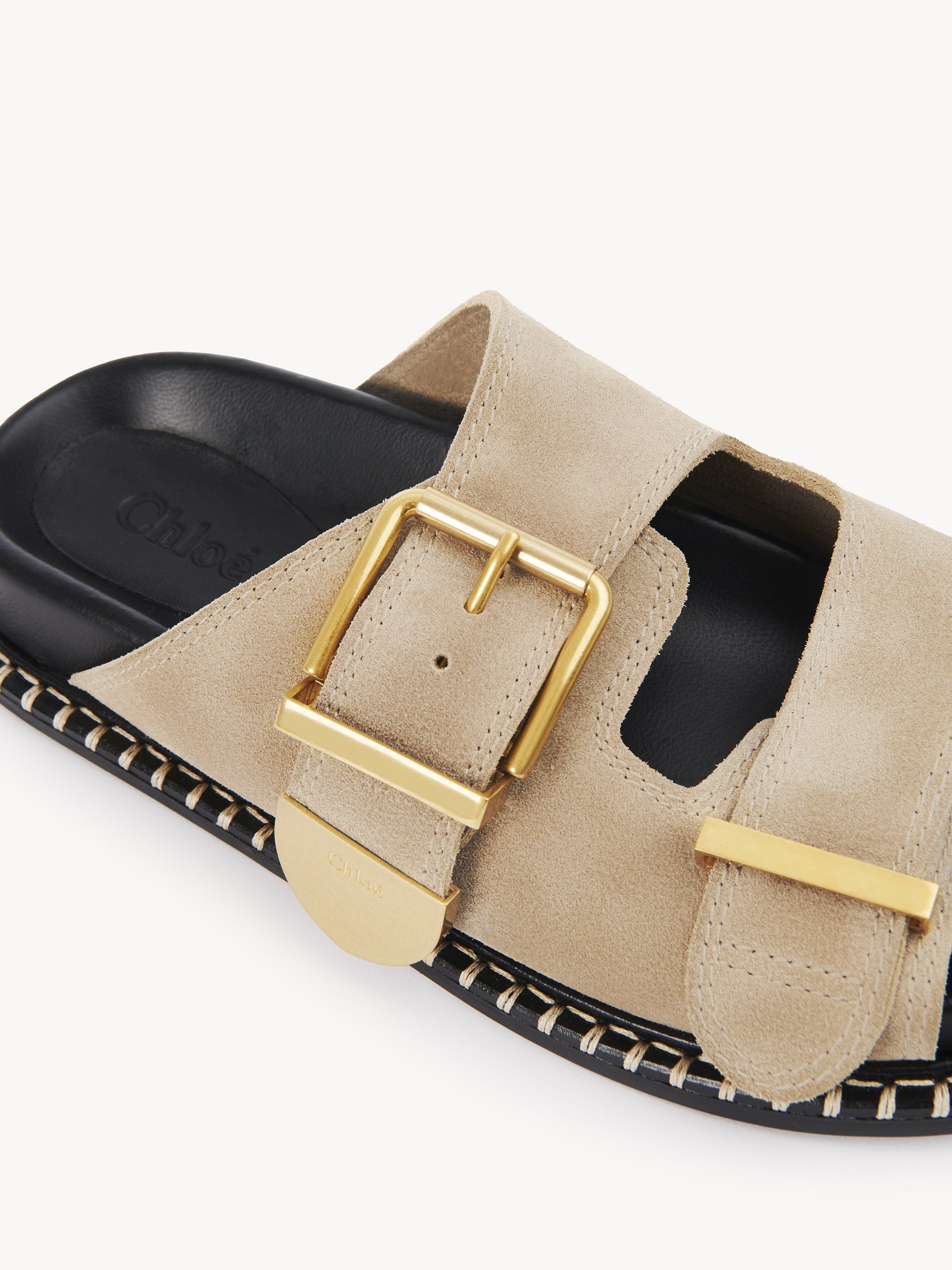 Chloé Rebecca Suede Slides In Nude