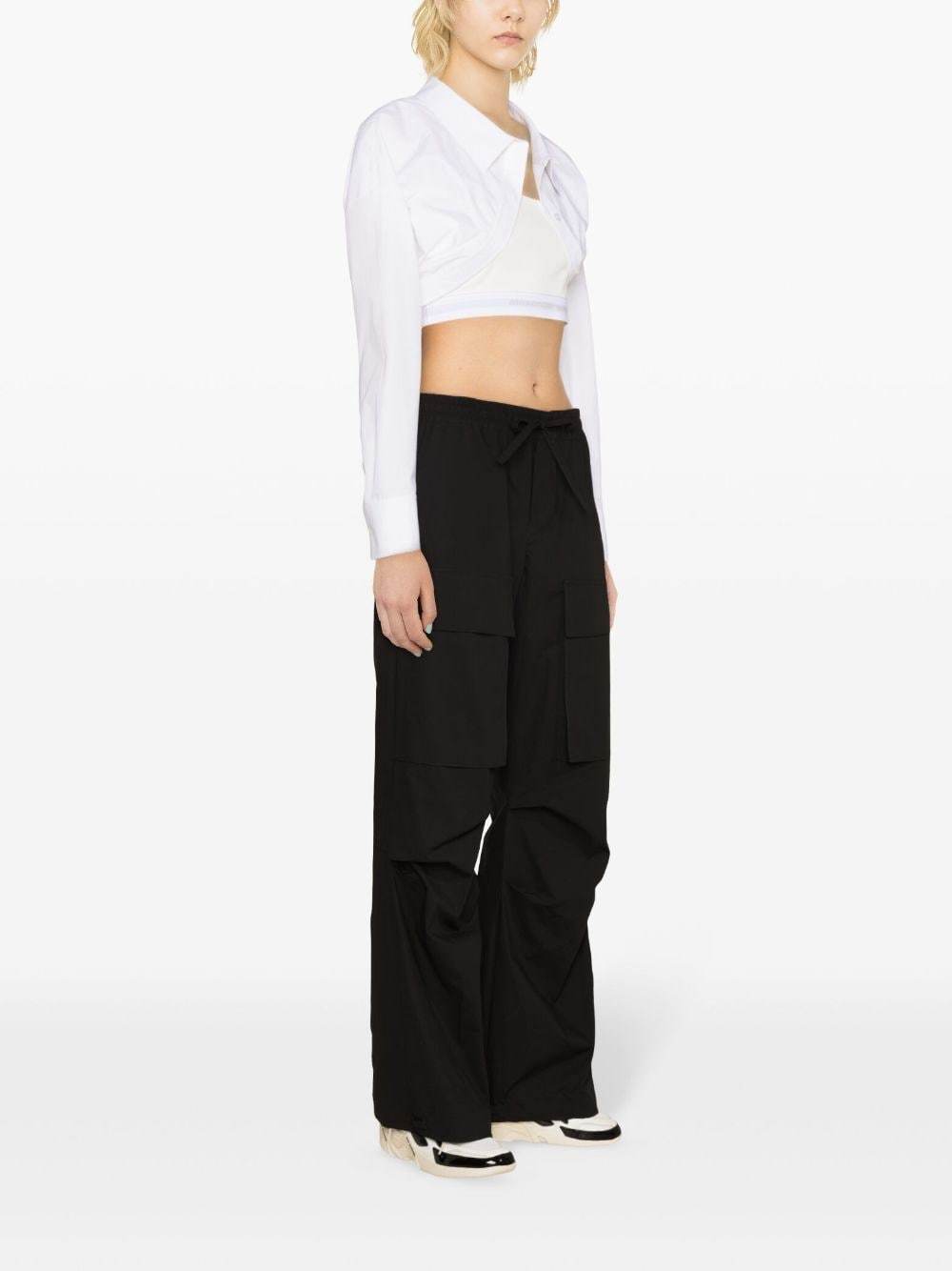 P.a.r.o.s.h Cargo Trousers Dart Detailing Drawstring Hem In Black