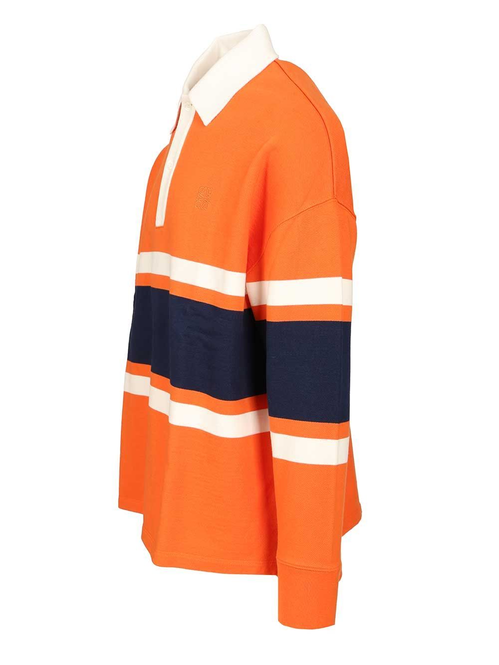 Loewe Long Sleeve Polo Polo Shirt Orange In Blue