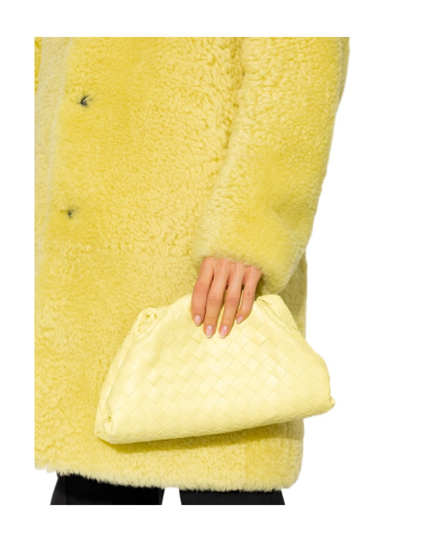 Bottega Veneta Logo Knitted Clutch In Yellow
