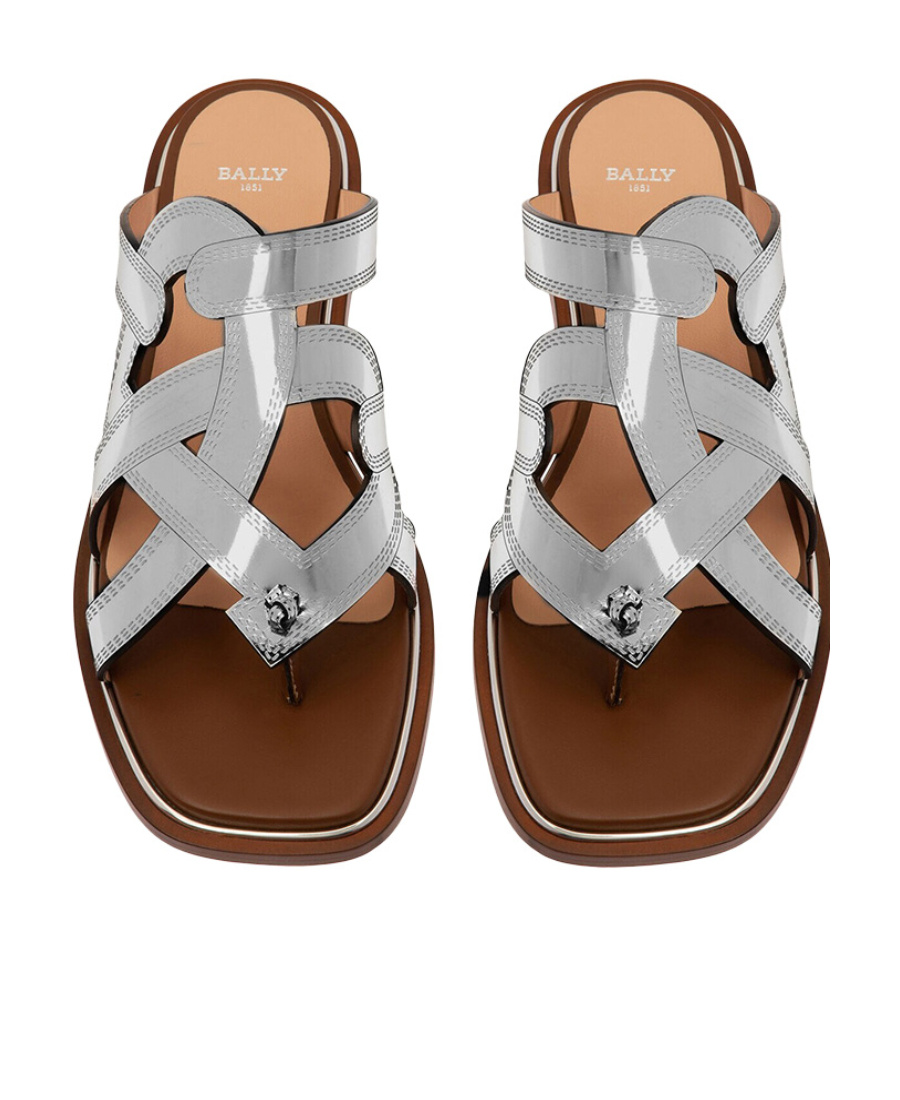 Bally Hollow-out Details Flip-flops In Gray
