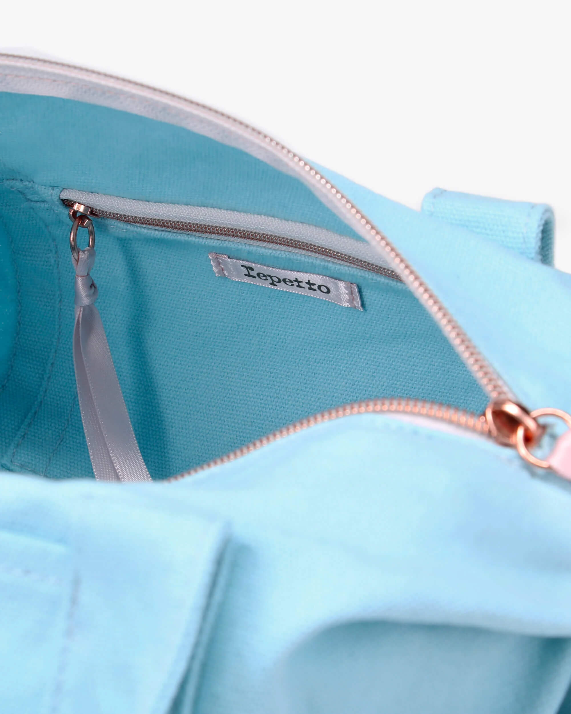 Repetto Small Cotton Duffle Bag With Logo In Blue