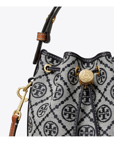 Tory Burch Mini T Monogram Bucket Bag In Black