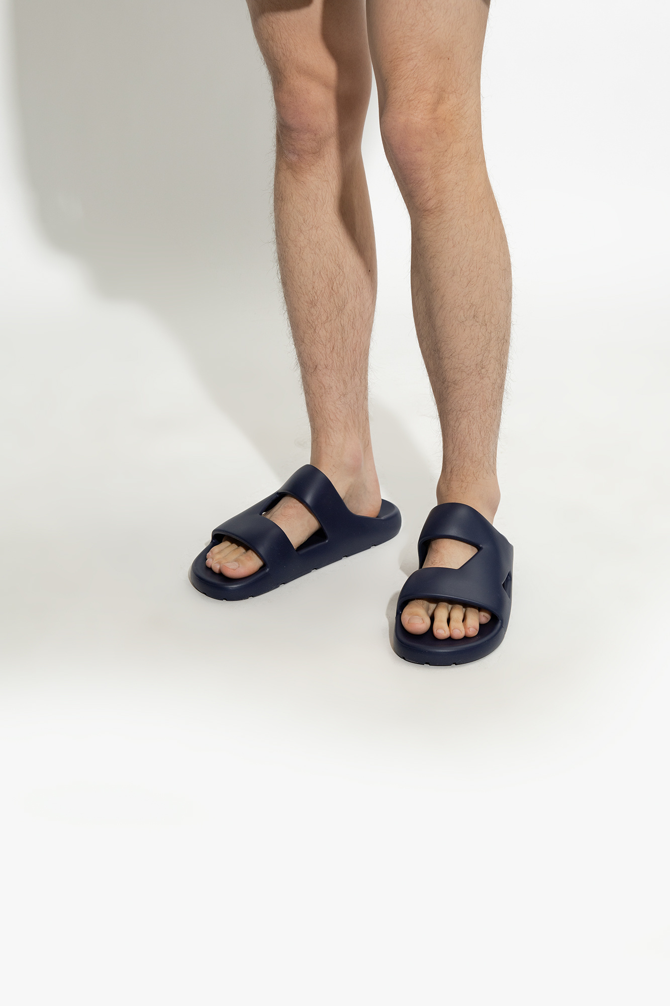 Bottega Veneta Logo Slippers In Blue