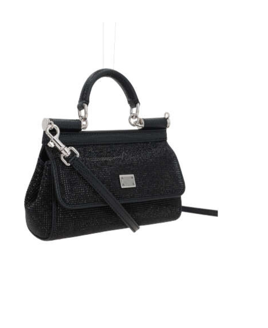 Dolce & Gabbana Small Sicily Rhinestone-embellished Shoulder Bag In Black