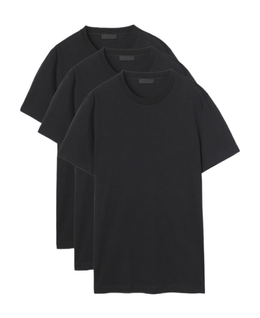 Prada Three-piece Cotton Knitted T-shirt In Black