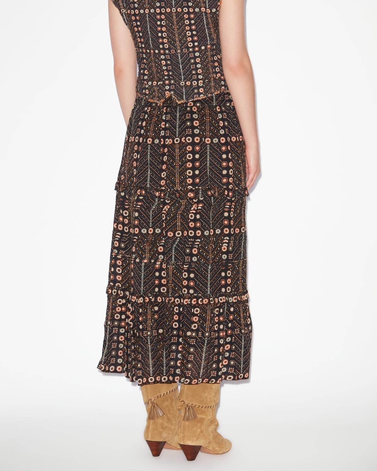 Isabel Marant Étoile Marant Etoile Women Diya Biologic Cotton Skirt With All-over Print In Black