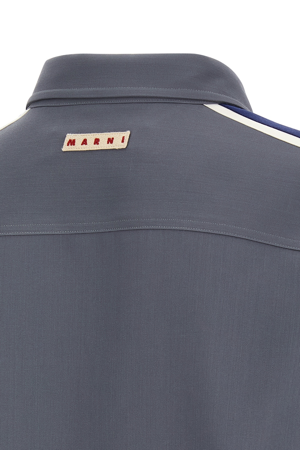 Marni Wool Shirt With Button-down Collar And Pocket In Blue