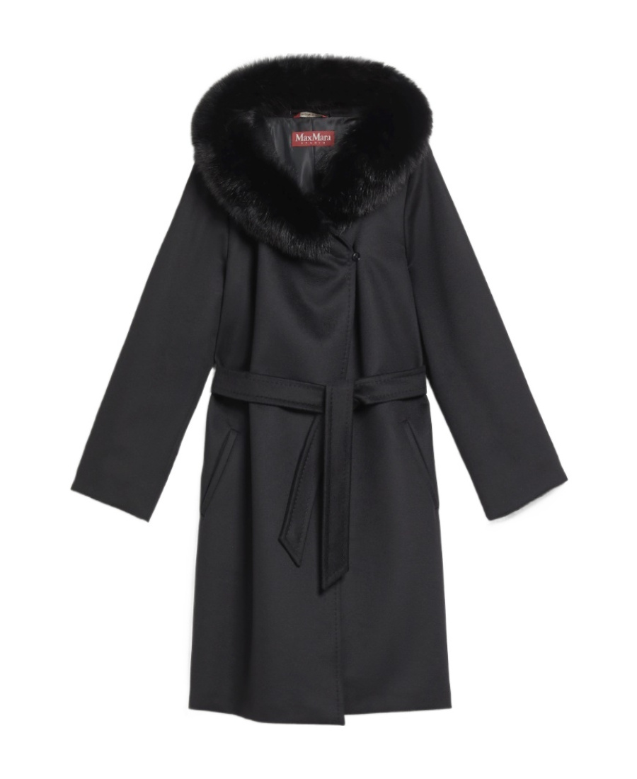 Max Mara Hooded Coat In Black