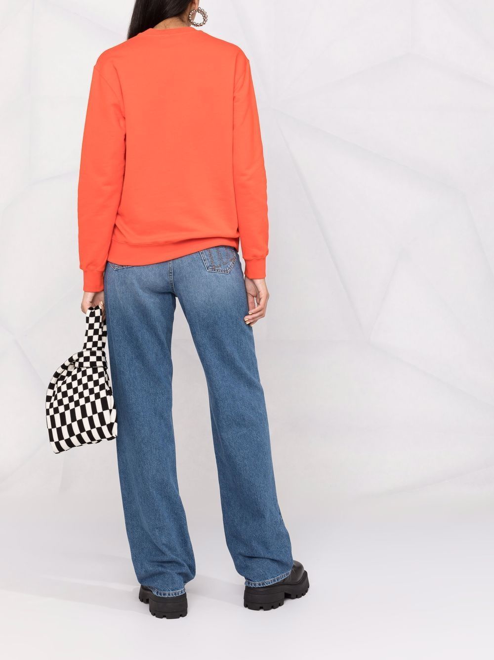 Msgm Logo-print Crew Neck Sweatshirt In Orange