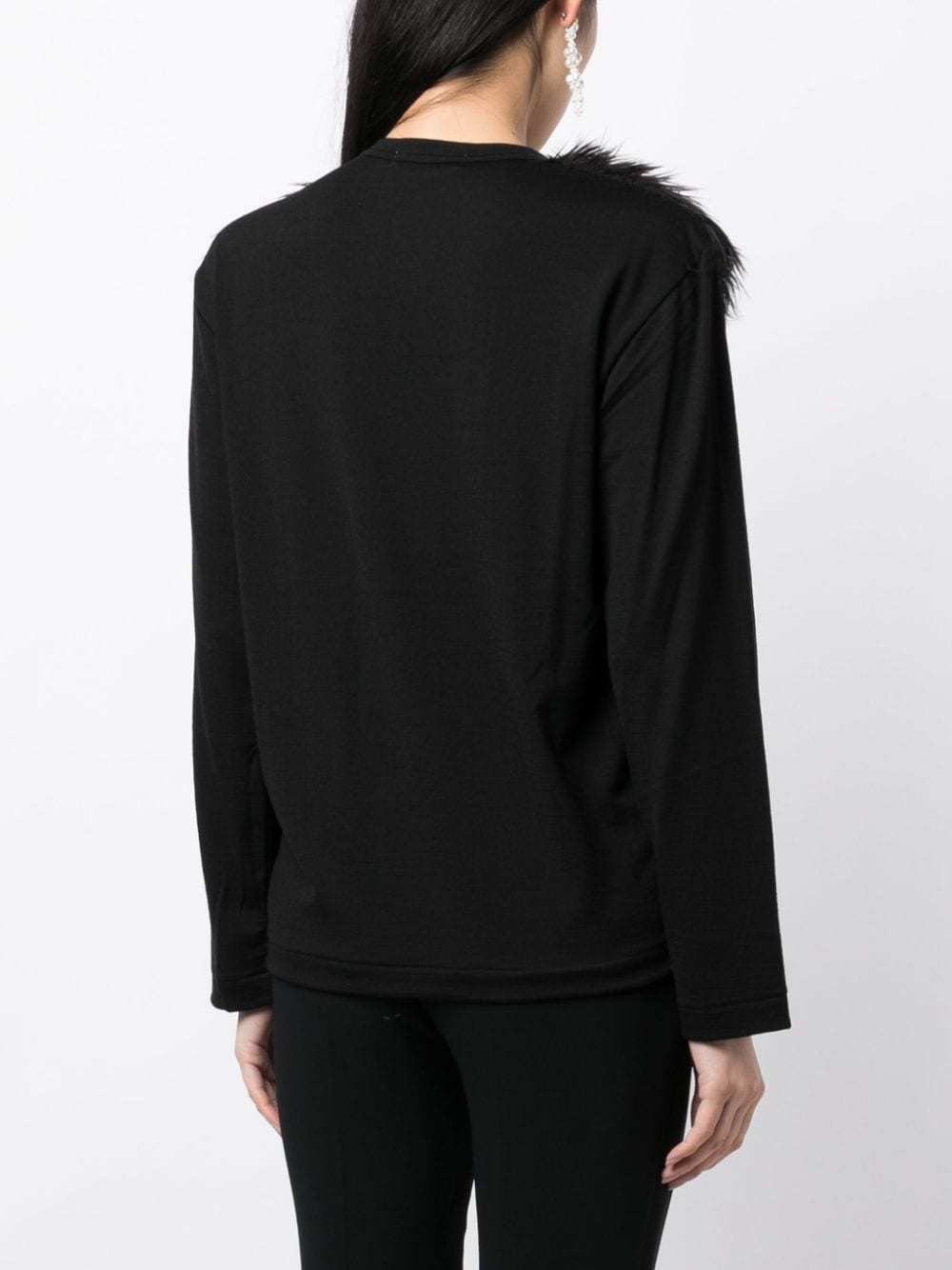 Shop Comme Des Garçons T-shirt With Round Neck And Long Sleeves In Black