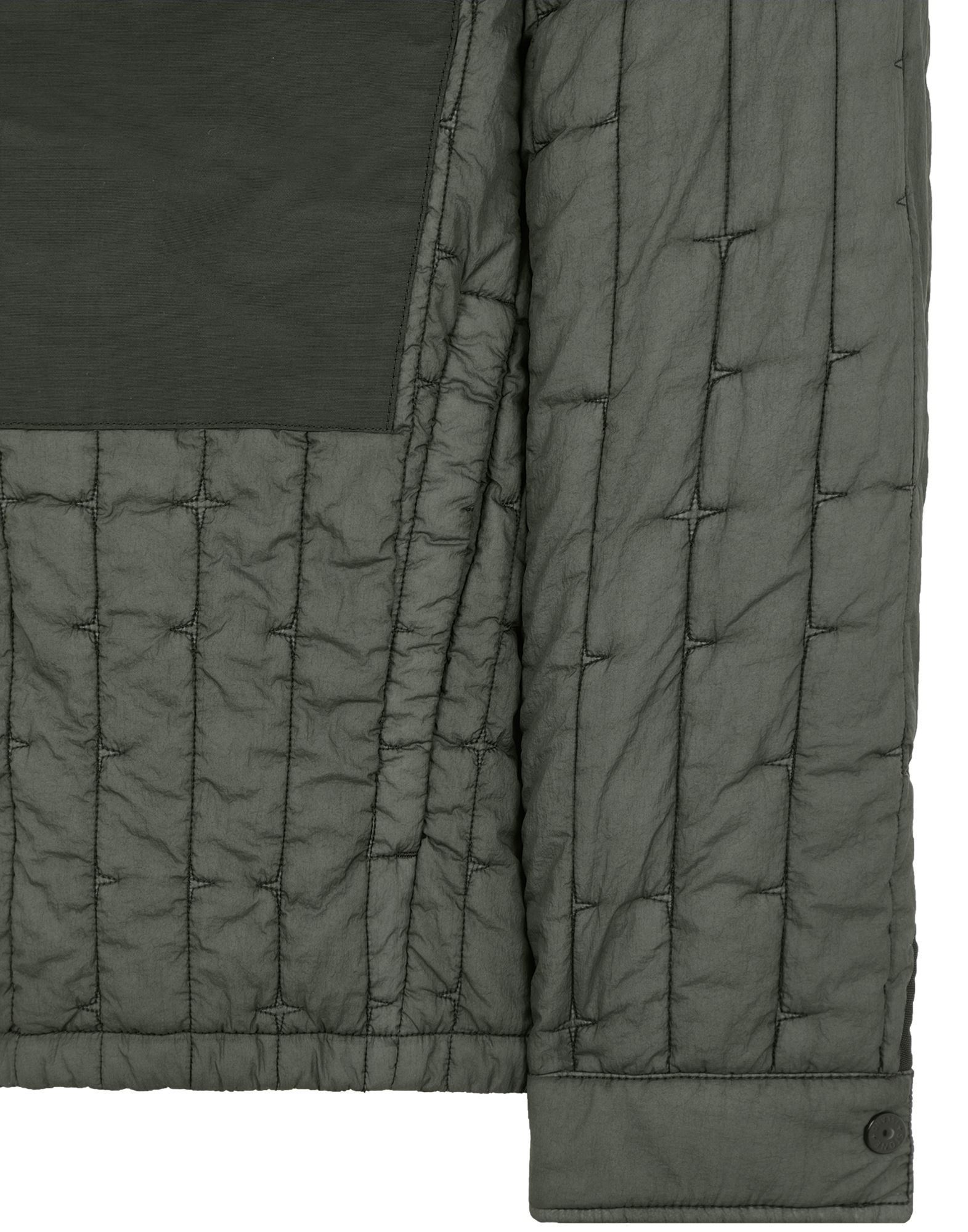 Stone Island Press-stud Quilted Shirt Jacket In Green