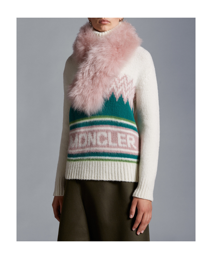 Moncler Dolcevita Intarsia Wool Turtleneck Sweater In Nude
