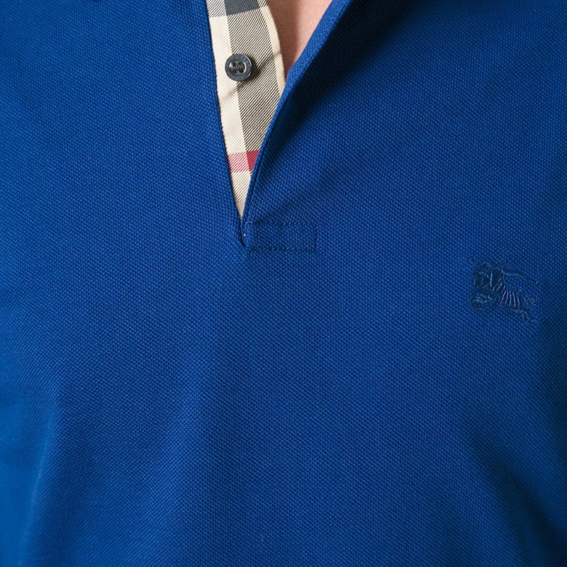Burberry Logo Long-sleeved Polo Shirt In Blue