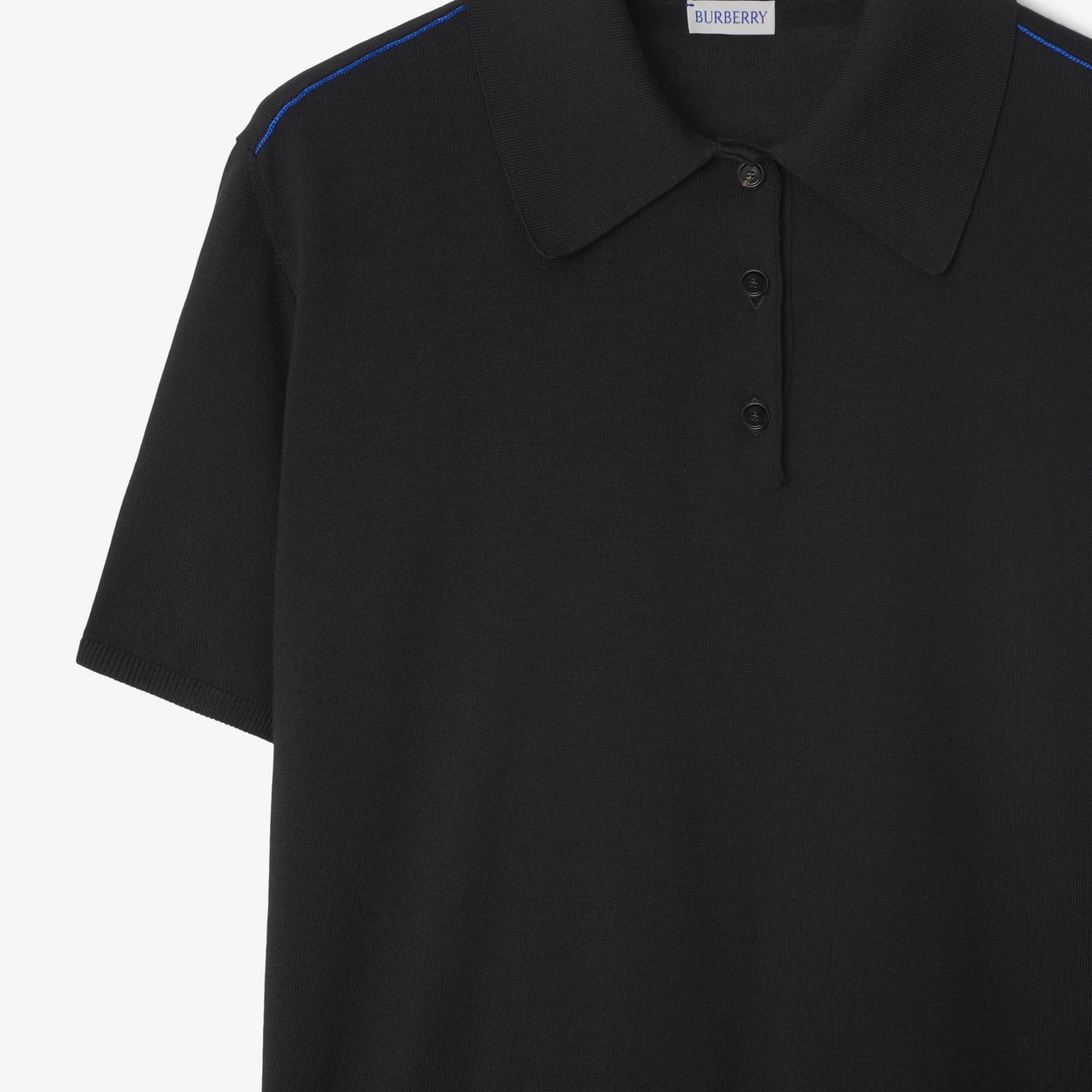 Burberry Short-sleeve Wool Polo Shirt In Black
