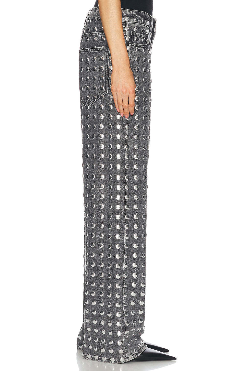 Haikure Winona Studded Relaxed Straight Leg Jeans In Black