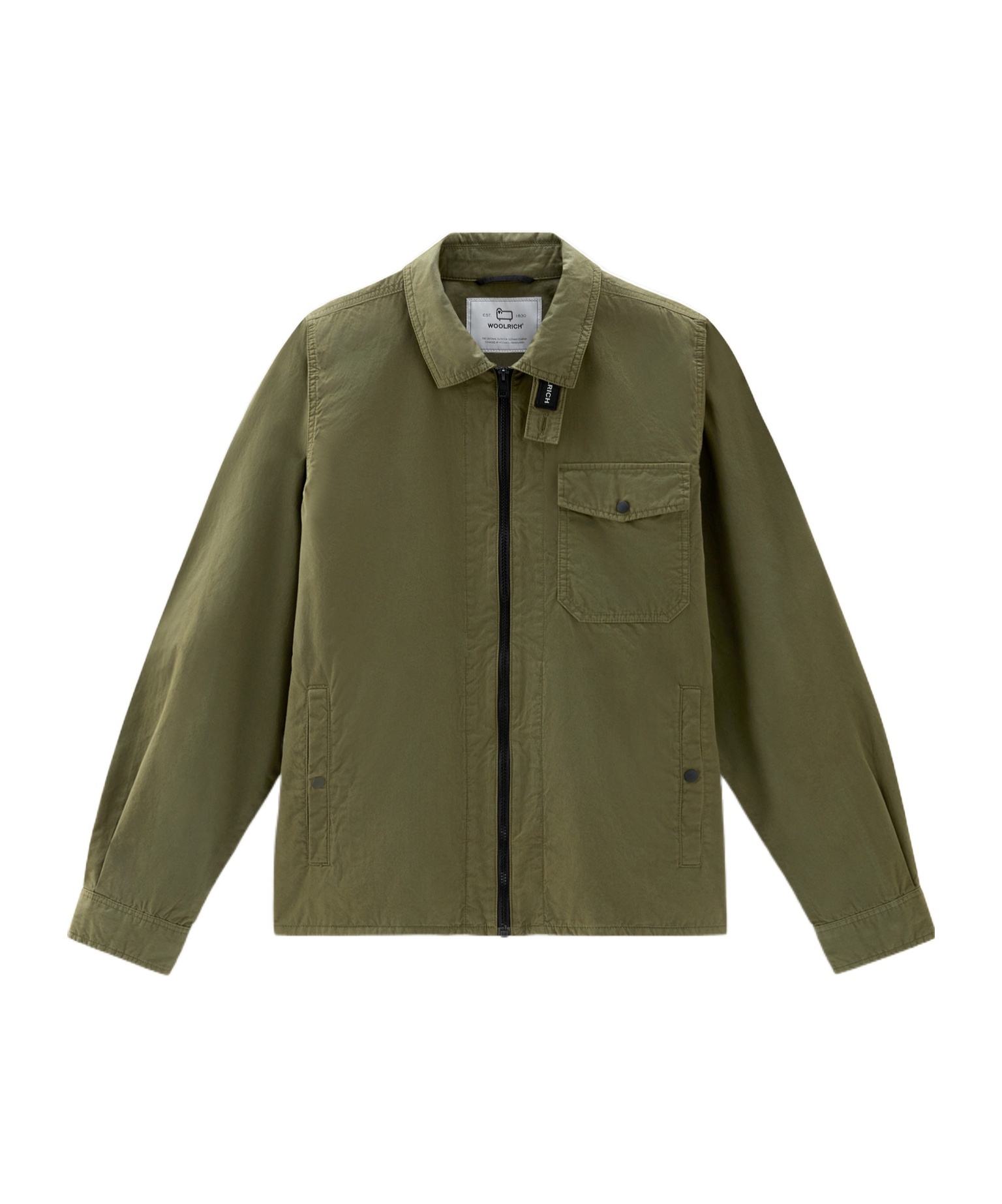 Woolrich Olive Green Cotton Gabardine Oversized Shirt In Green