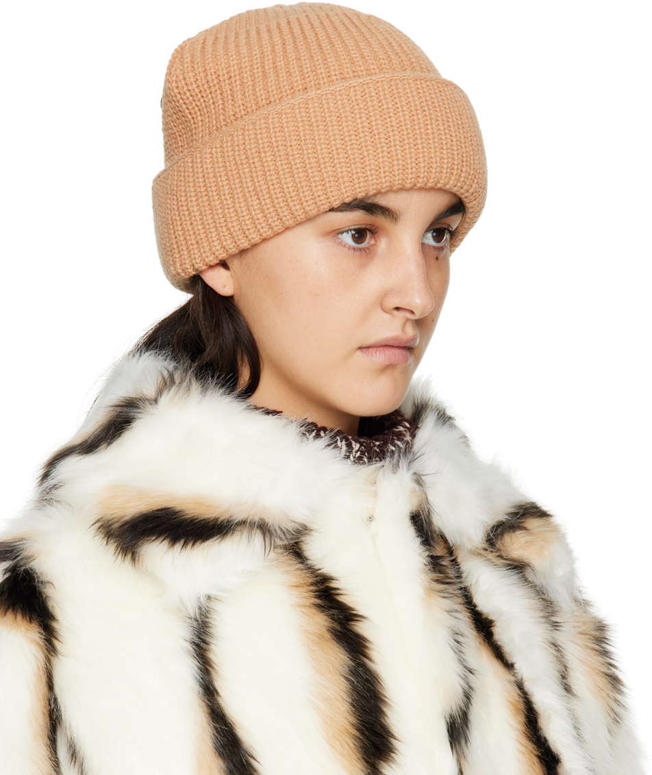 Ader Error Tan Logo Beanie In Nude