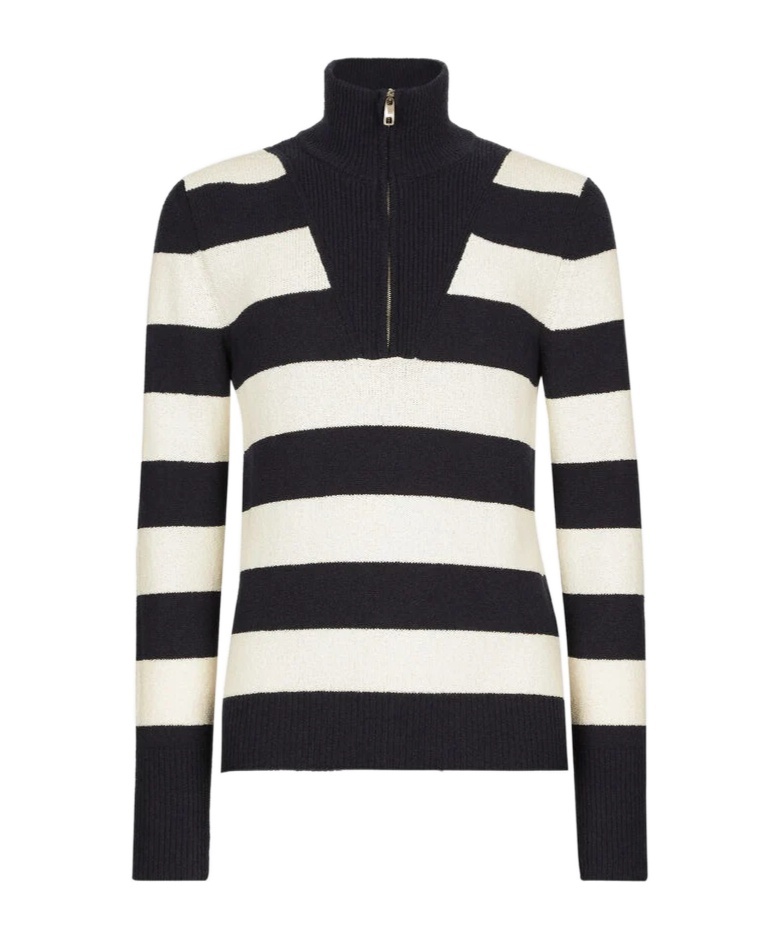 Dolce & Gabbana Striped Half-zip Jumper In Black