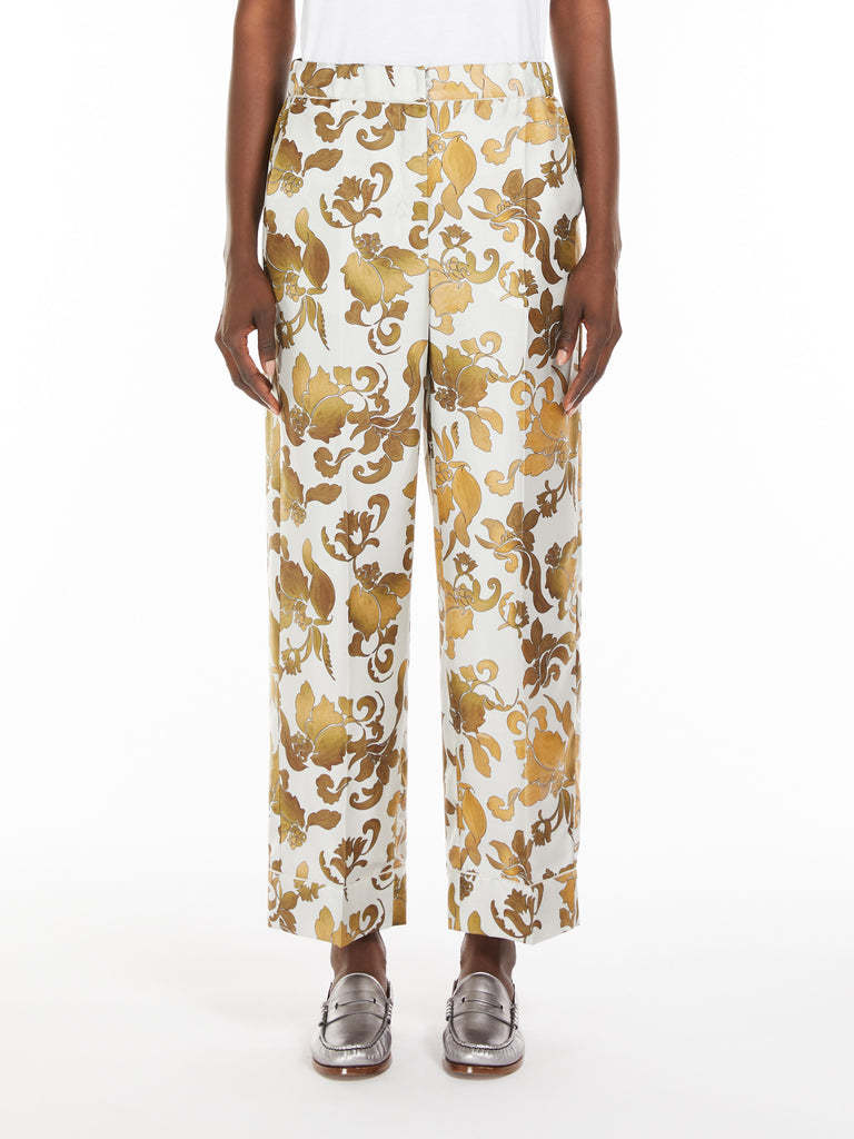 Max Mara Patterned Twill Pyjama Trousers In Yellow